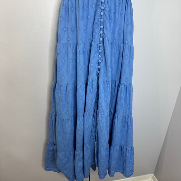 ANTHROPOLOGIE Tiered & True Maxi Dress Blue Vacation Coastal Beach Women's XXS - Picture 6 of 13